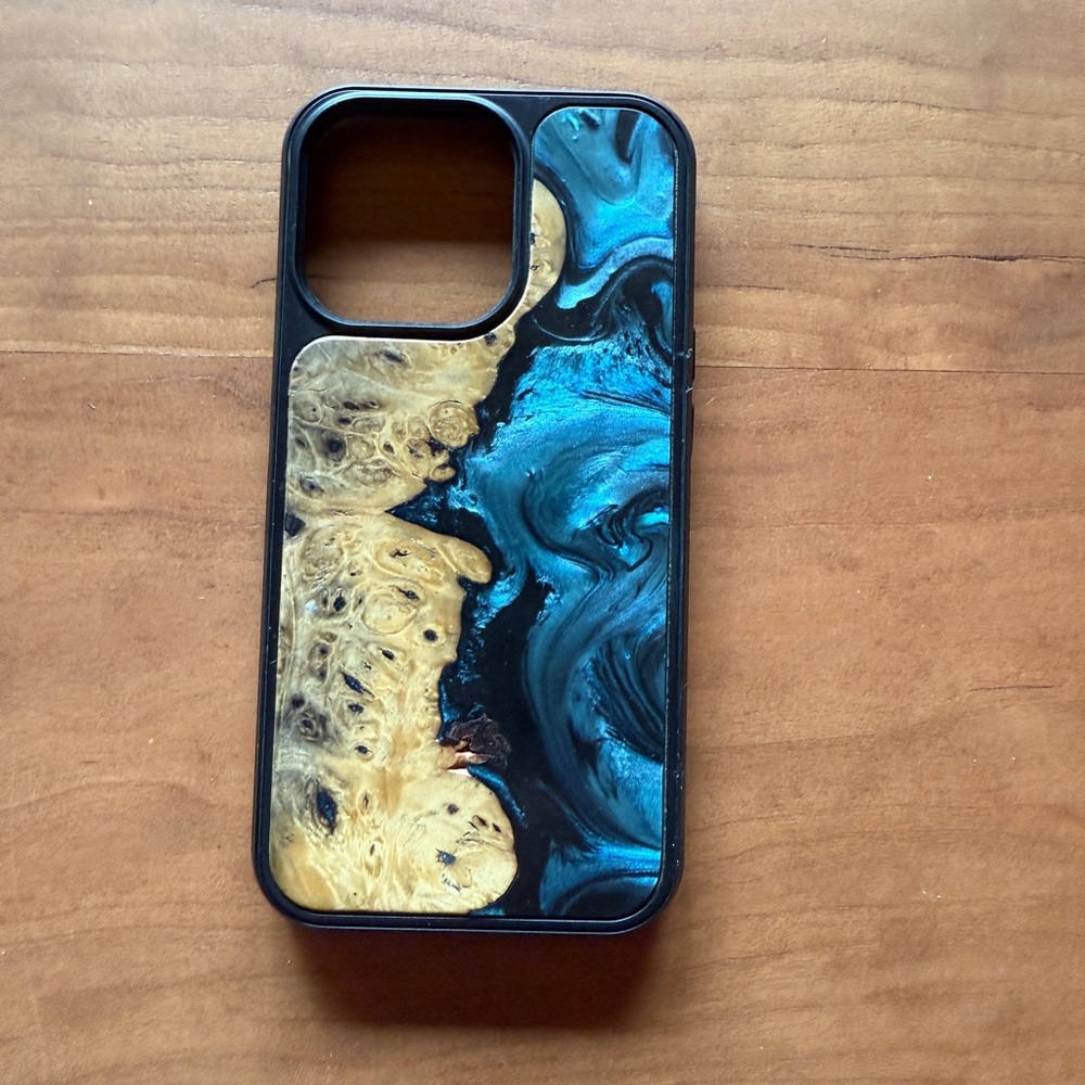 Wood and resin phone case for iPhone 13 Pro